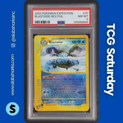 2002 POKEMON EXPEDITION SET #37/165 BLASTOISE REVERSE FOIL PSA 8 - Image 1