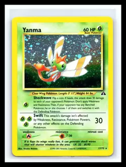 🌀 YANMA w/ Swirl Holo Rare # 17/75 | Neo Discovery | Pokemon 2001 TCG Vintage - Image 1