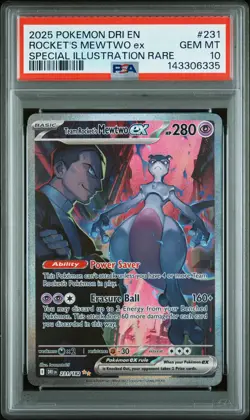2025 POKEMON DRI EN-DESTINED RIVALS #231 TEAM ROCKET'S MEWTWO EX PSA 10 - Image 1