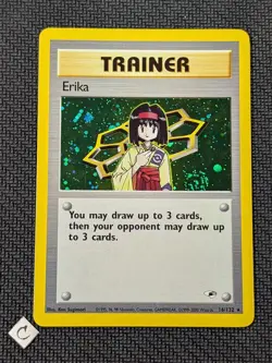 Erika 16/132 - Gym Heroes Unlimited Holo Rare Pokemon TCG MP Swirl - Image 1
