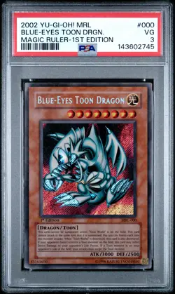 2002 YU-GI-OH! MRL-MAGIC RULER 1ST ED #000 BLUE-EYES TOON DRAGON PSA 3 - Image 1
