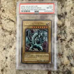2002 YU-GI-OH! LEGEND OF BLUE EYES Blue Eyes White Dragon LOB-001 PSA 8 - Image 1