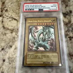 2002 YU-GI-OH! LEGEND OF BLUE EYES Blue Eyes White Dragon LOB-001 PSA 8 - Image 2