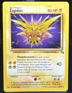 Pokemon Pokemon TCG Zapdos 30/62 Fossil Regular Vintage Card - Image 1