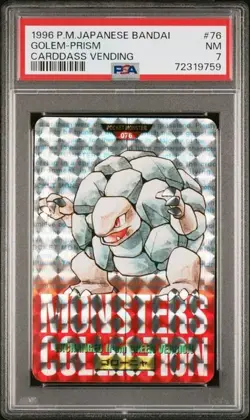 1x Pokemon Card Japanese Golem Prism PSA 7 NM Carddass Vending #76 Bandai 1996 - Image 1