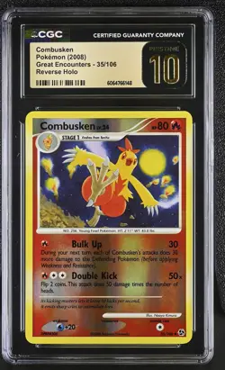 CGC 10 PRISTINE Combusken 2008 Great Encounters 35/106 Reverse Holo Pokemon Card - Image 1