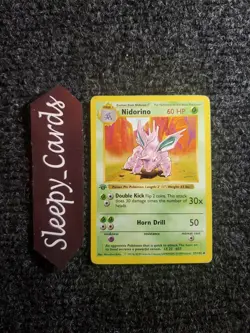 1999 Pokemon Card 1st Edition Base Set Shadowless Uncommon Nidorino 37/102 PL-LP - Image 1