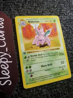 1999 Pokemon Card 1st Edition Base Set Shadowless Uncommon Nidorino 37/102 PL-LP - Image 3