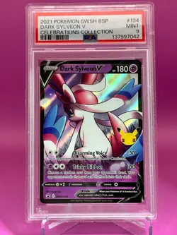 2021 POKEMON SWSH BLACK STAR PROMO CELEBRATIONS COLL #134 DARK SYLVEON V PSA 9 - Image 2
