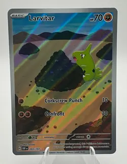 2023 Pokemon Larvitar 203/197 Obsidian Flames Illustration Rare Holo TCG Card - Image 1