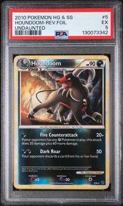 2010 Pokemon Heartgold & Soulsilver Undaunted #5 Houndoom-Rev.Foil PSA 5 - Image 1