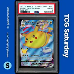 2021 POKEMON SWSH CELEBRATIONS #007/025 FLYING PIKACHU VMAX FULL ART PSA 8 - Image 1