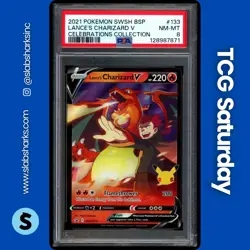 2021 POKEMON SWSH BLACK STAR PROMO CELEB COLL #SWSH133 LANCE'S CHARIZARD V PSA 8 - Image 1