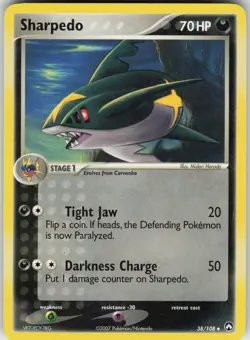 Pokemon Sharpedo 38/108 Power Keepers Uncommon NM - Image 1