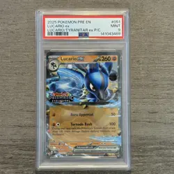 Pokemon Prizmatic Evolutions Lucario ex P/C Double Rare PSA 9 - Image 1