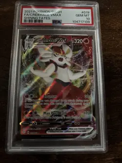 CINDERACE VMAX PSA 10 2021 POKEMON SWORD & SHIELD SHINING FATES #019/072 - Image 1