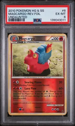 2010 Pokemon Heartgold & Soulsilver Undaunted #6 Magcargo-Rev.Foil PSA 6 - Image 1