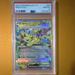 Pokemon Pikachu ex Full Art Holo Rare SV8s Thai PSA 10 #055/182 2024 (POP 1) - Image 1