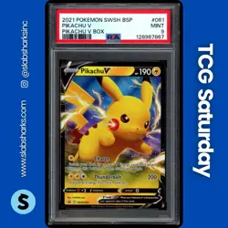 2021 POKEMON SWSH BSP PIKACHU V SHINING FATES BOX #SWSH061 PIKACHU V PSA 9 - Image 1