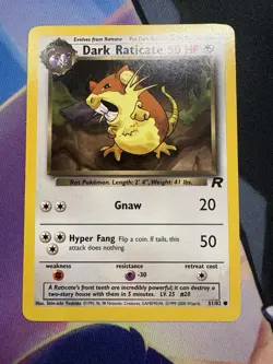 Dark Raticate 51/82 Team Rocket Common Pokemon tcg 1999 Lightly played - Image 1