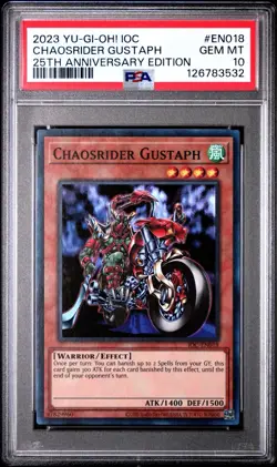 Yu-Gi-Oh! Chaosrider Gustaph IOC-EN018 PSA 10 GEM MINT 25th Anniversary Edition - Image 1