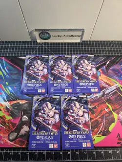 5x One Piece OP14 - THE AZURE SEA’S SEVEN - Sleeved Blister Booster Packs Lot!! - Image 1