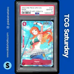 2022 ONE PIECE ROMANCE DAWN #OP01-016 NAMI ALTERNATE ART ERRATA PSA 10 - Image 1