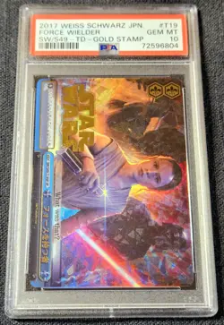 2017 Weiss Schwarz Star Wars Gold Stamp Rey Force Wielder SW S49-T19 SP PSA 10 - Image 3