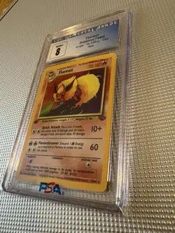1999 Pokemon TCG Jungle Flareon Holo 1st Edition CGC 8 3/64 Card Stock - Image 4