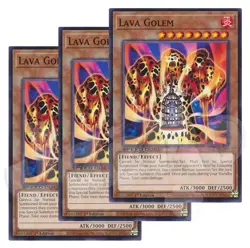 Yugioh - Lava Golem x 3 - 1st Edition NM - Plus Free Holo Card - Image 1