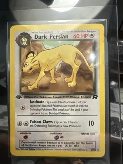 Dark Persian 42/82 Team Rocket Regular First Edition Pokemon Card LP Wotc - Image 1
