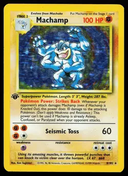 Machamp 8/102 Holo Rare 1st Edition Base Set Unlimited Pokemon Card - Image 1