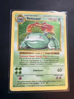 Pokemon TCG Venusaur Base Set, Holo Shadowless Rare Card 15/102 - Image 1