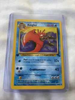 Pokemon TCG Kingler Base Fossil Set, 1st Edition Uncommon Card 38/62 - Image 1