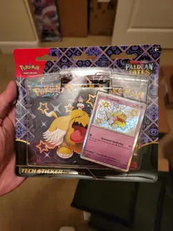 Pokemon TCG: Paldean Fates Tech Sticker Collection 3x Booster Blister Greavard - Image 1
