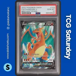 2022 POKEMON SWORD & SHIELD BRILLIANT STARS #153/172 CHARIZARD V FULL ART PSA 10 - Image 1