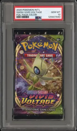 PSA 10 Gem Mint Pokemon Sword & Shield Vivid Voltage Booster Pack Celebi Art - Image 1