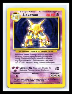 💥 ALAKAZAM Holo Rare # 1/102 | BASE SET | Pokemon 1999 TCG Vintage Card - Image 1