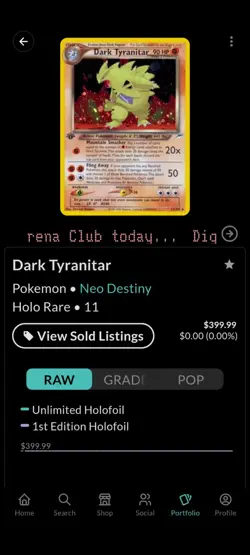 Pokemon Dark Tyranitar 11/105 Neo Destiny Holo 90 HP Nintendo Card - Image 4