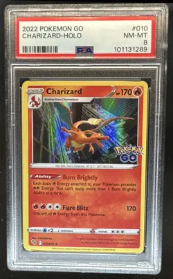 2022 Pokemon SWSH Pokemon GO Charizard Holo #010/078 PSA 8 - Image 1