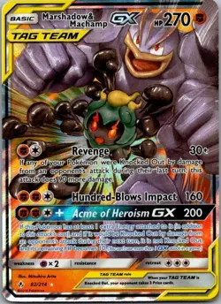 Pokemon TCG Marshadow & Machamp GX Ultra Rare SM - Unbroken Bonds 82/214 NM - Image 1