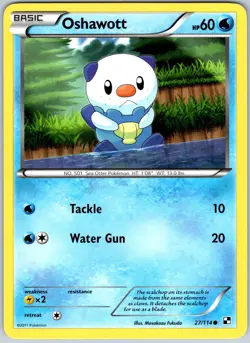 Oshawott 27/114 Common Black & White Pokemon Near Mint - Image 1