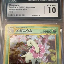 Pokemon Meganium Neo Premium File 1 Holo CGC 10 154 Japanese 1999 - Image 3