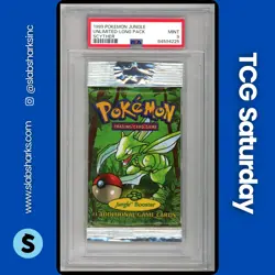 1999 POKEMON JUNGLE UNLIMITED SEALED LONG PACK SCYTHER ART PSA 9 - Image 1