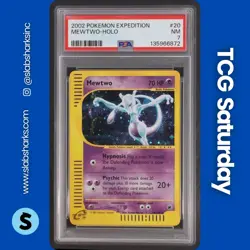 2002 POKEMON EXPEDITION SET #56/165 MEWTWO HOLO SWIRL RARE PSA 7 - Image 1