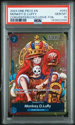 2024 ONE PIECE PROMOS CONVENTION EXCLUSIVE-FOIL #043 MONKEY D. LUFFY PSA 10 - Image 1