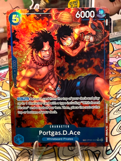 One Piece OP08-052 Portgas.D. Ace Treasure Rare TR OP10 Alt Art NM Card - Image 2