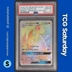 2016 POKEMON SM BLACK STAR PROMOS #SM156 DRAGONITE RAINBOW RARE PSA 10 - Image 1