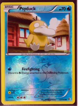 2012 POKEMON PSYDUCK 33/149 BLACK & WHITE BOUNDARIES CROSSED REVERSE HOLO NM/LP - Image 1