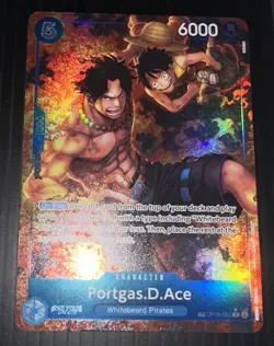 One Piece Portgas.D.Ace OP08-052 Royal Blood Holo Treasure Rare Foil 6000 Power - Image 1